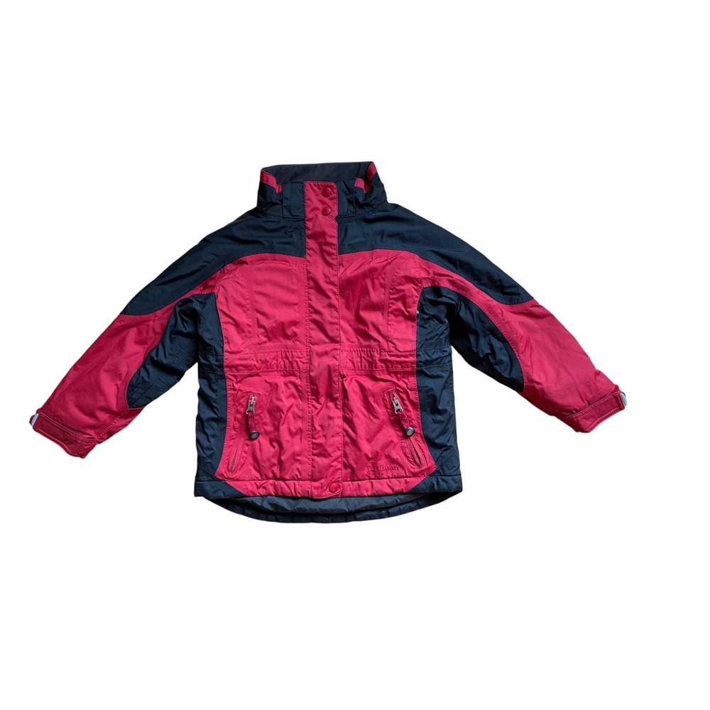 LL Bean Kids Red Navy Blue Primaloft Insulated Winter Jacket Parka Size M 5-6